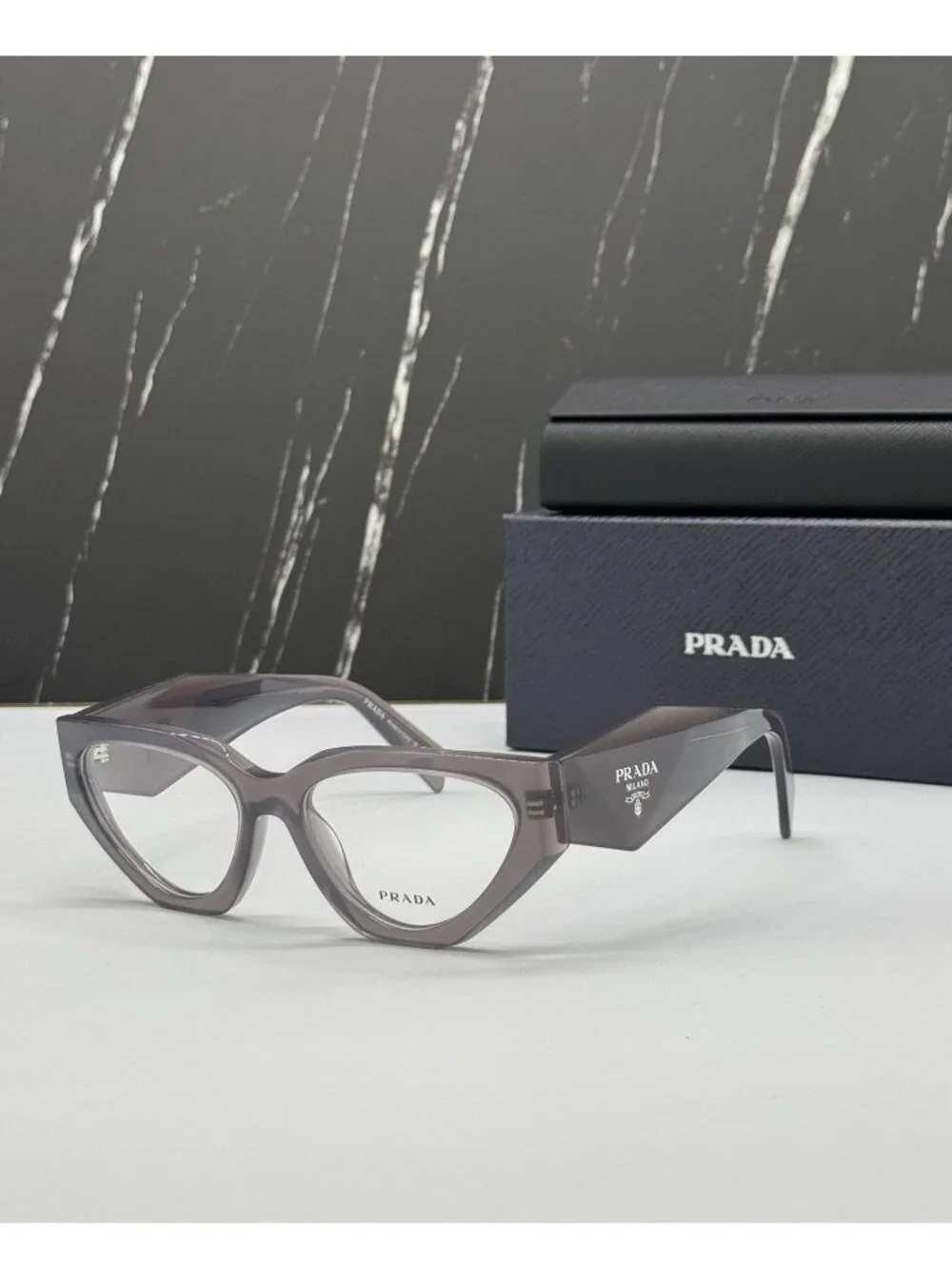 NWT Prada PRC07V 27G1O1 Gray Women Eyeglasses PR C07V